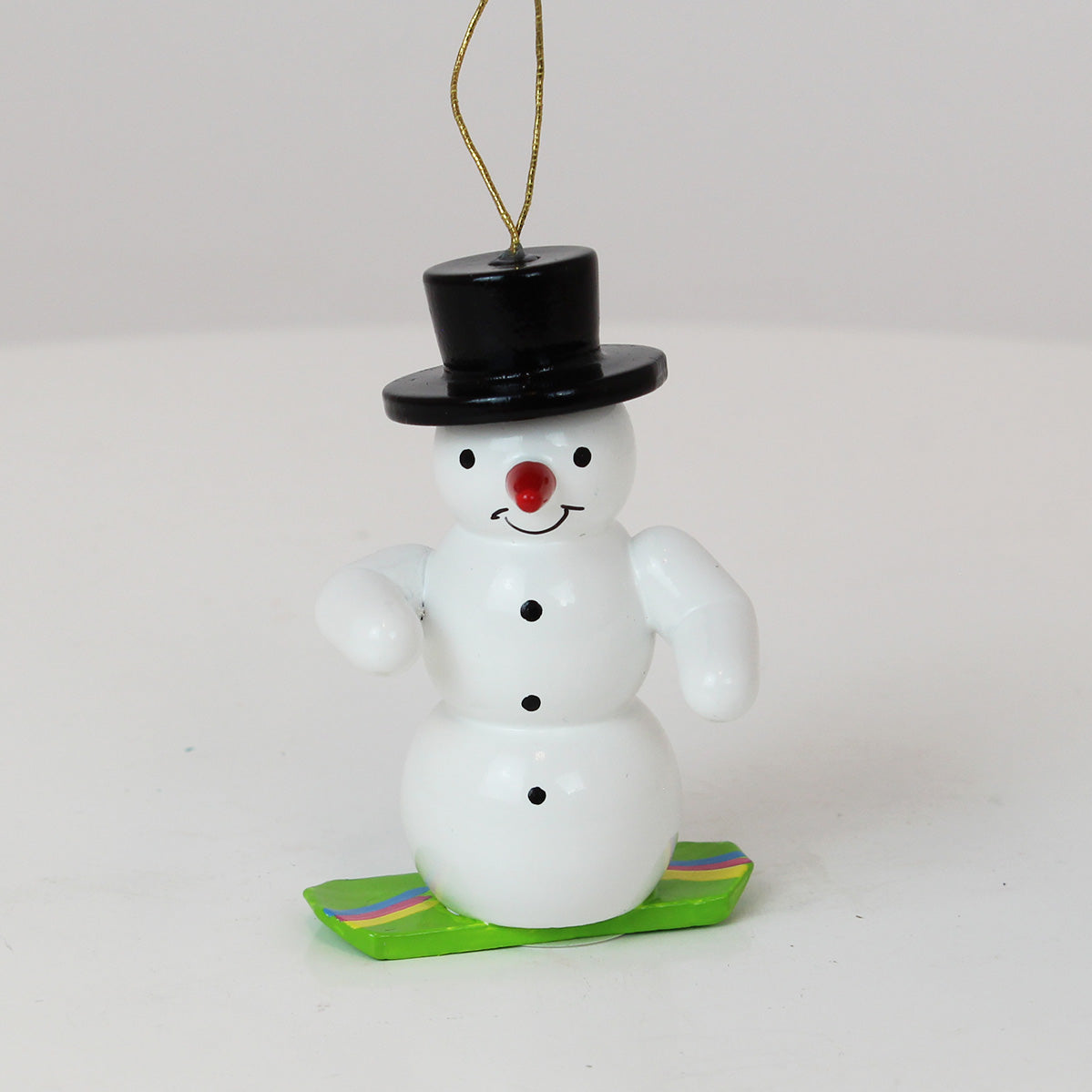 Christbaumschmuck Schneemann mit Snowboard
