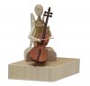 69641 Engel sitz. Robinie m. Cello auf Sockel 7,5cm
