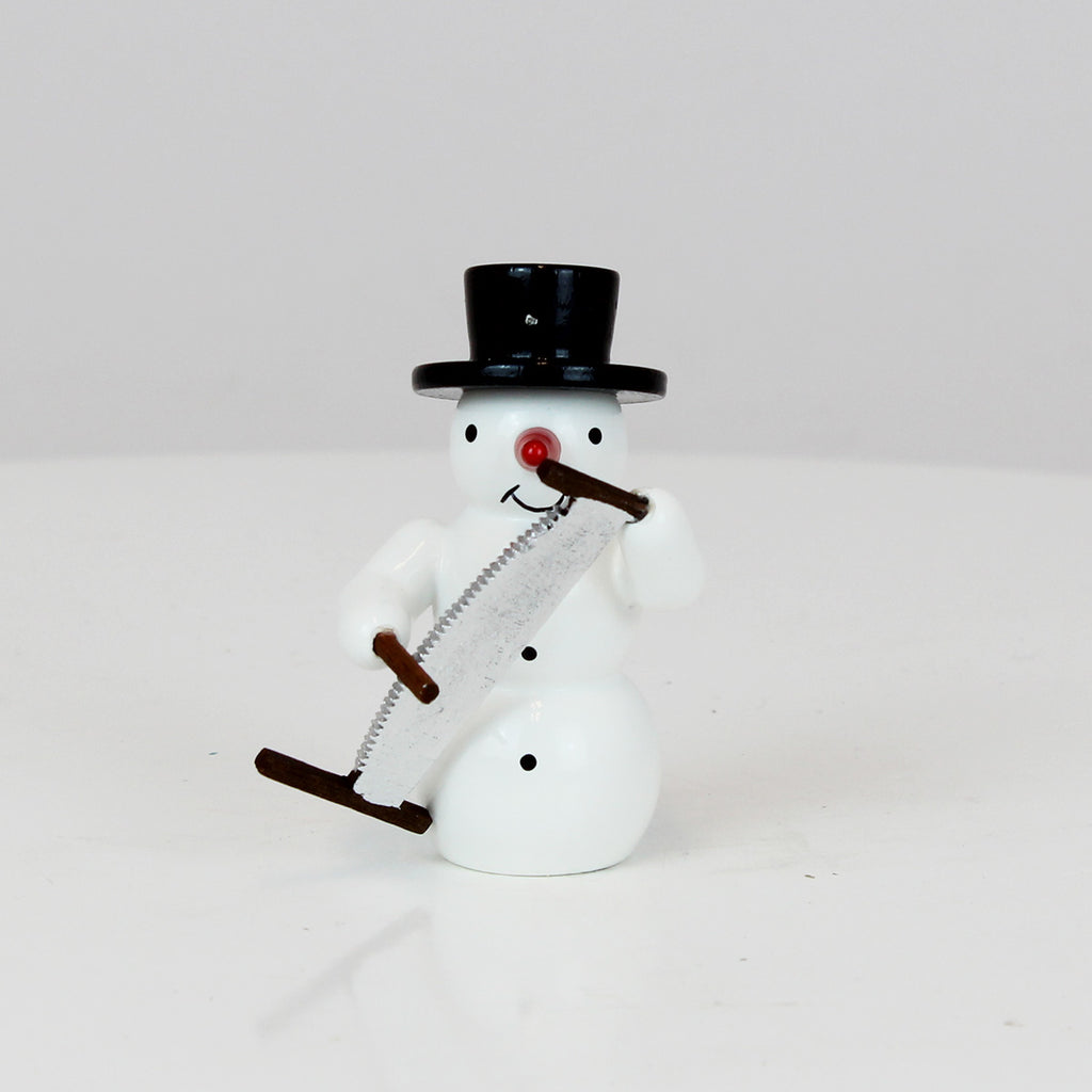 Schneemann mit singender Säge